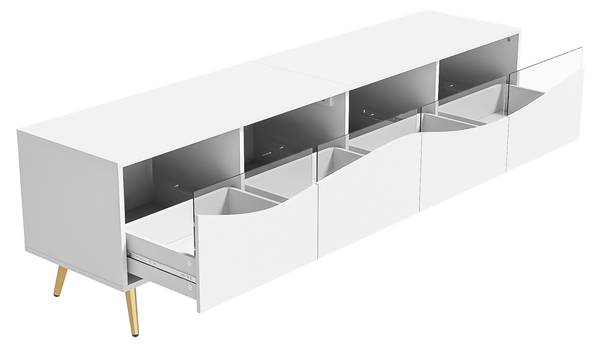 TV-meubel Astraios Ⅴ wit - plaatmateriaal op houtbasis - glas - 40 x 50 x 180 cm