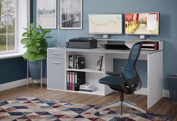 Bureau Gamer wit - deels massief hout - 160 x 91 x 115 cm