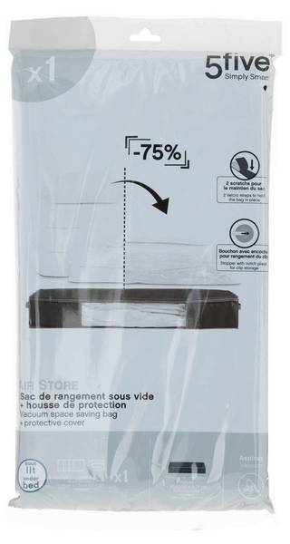 Housse rangement sous vide lit AIR Noir - Matière plastique - 45 x 15 x 100 cm