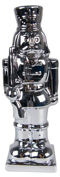 Figur Nussknacker Weihnachten-Julian Silber - Porzellan - 7 x 23 x 8 cm