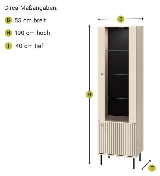 Vitrine SALOU-131-2 Beige - Holzwerkstoff - 55 x 190 x 40 cm