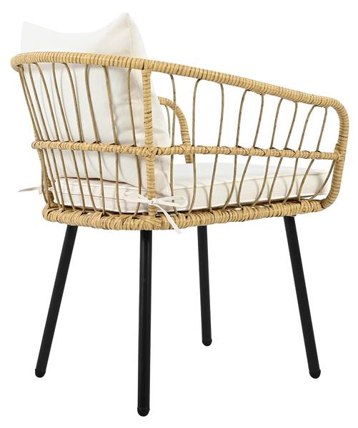 Balkonset Emilia (5-teilig) Beige - Holzwerkstoff - Metall - Polyrattan
