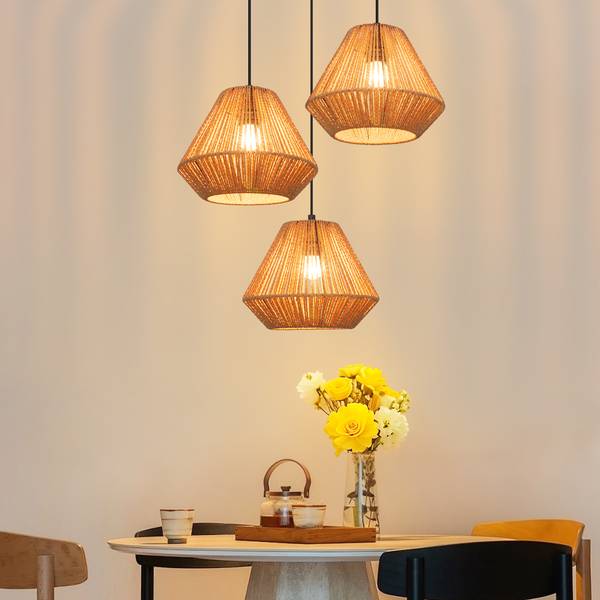 Pendelleuchte megthy Braun - Webstoff - Eisen - 30 x 150 x 30 cm