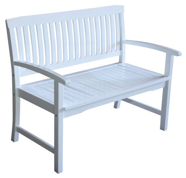 Gartenbank BORKUM 2-Sitzer Weiß - Holz teilmassiv - 65 x 90 x 111 cm