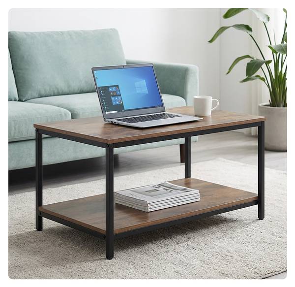 Couchtisch mit Ablage Materialmix Schwarz