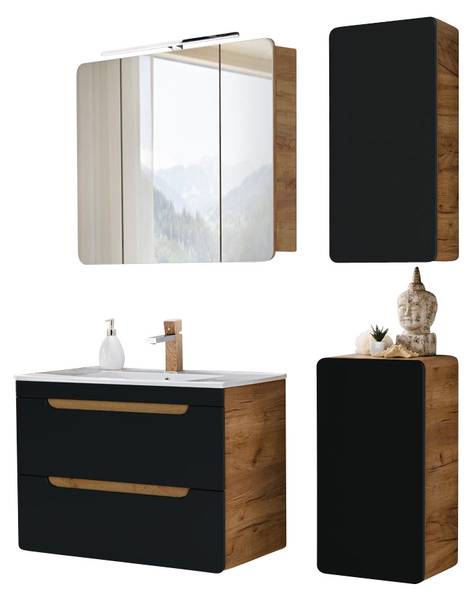 Badmöbel-Set NEW-LUTON-119 4er-Set Grau - Holzwerkstoff - 130 x 200 x 46 cm