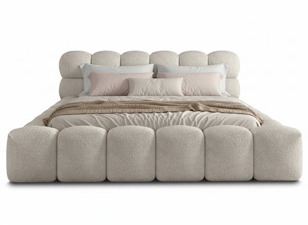 Polsterbett Mira mit Bettkasten Boucle Beige - Bouclé - 224 x 87 x 240 cm