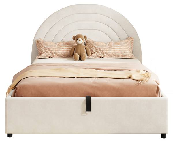 Kinderbett ArcZoom Ⅰ Beige - Samt - 145 x 97 x 212 cm
