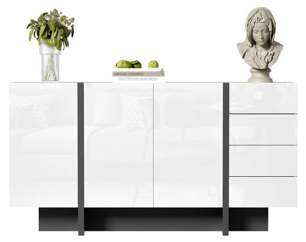 Sideboard O110127 Weiß - Holzwerkstoff - 150 x 81 x 40 cm