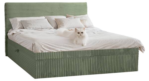 Lit boxspring TRENTO Vert olive - Largeur : 146 cm - Largeur de la surface de couchage : 140 cm