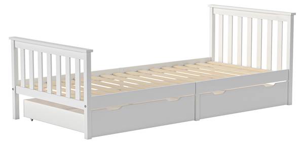 Kinderbett MILO Weiß - Massivholz - 98 x 75 x 208 cm