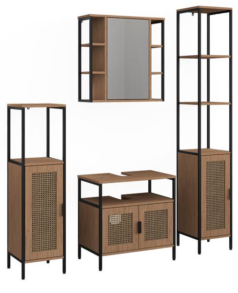Badmöbel-Set Linara 63266 4er Set Braun - Holzwerkstoff - 60 x 59 x 35 cm