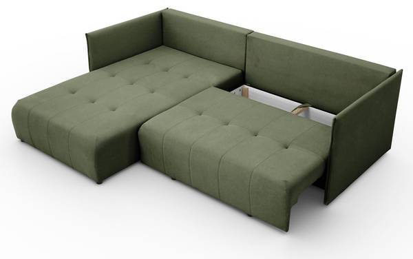 Ecksofa APOLLO L mit Schlaffunktion Grün - Polyester - 246 x 93 x 188 cm