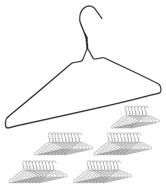 Schwarze Drahtbügel 48er Set Schwarz - Eisen - 41 x 21 x 1 cm