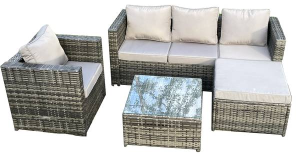 Loungegruppe H(4er-Set) Grau - Webstoff - 177 x 66 x 65 cm