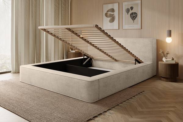 Polsterbett MUMMO Creme - Breite: 200 cm