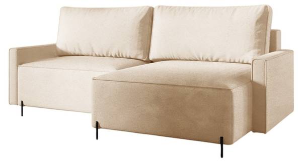 Ecksofa BRAGA mit Schlaffunktion Creme - Ecke davorstehend rechts
