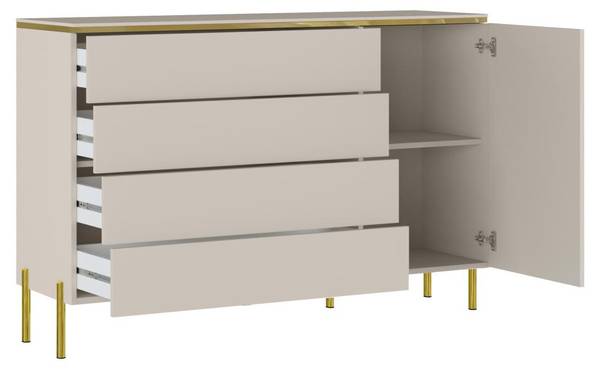 Hochkommode VUKIA Beige - Holz teilmassiv - 39 x 91 x 137 cm