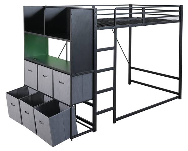 Hochbett JINSSHEFHE Ⅰ Schwarz - Eisen - 128 x 170 x 243 cm