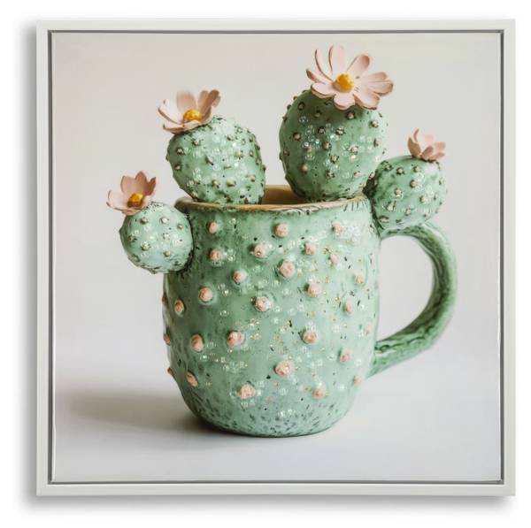 Peinture sur toile Vasetto Cactus C En partie en bois massif - 40 x 40 x 3 cm