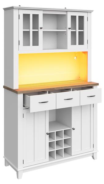 Buffetschrank GLOWGlass Ⅵ Weiß - Stahl - Klarglas - 106 x 180 x 40 cm