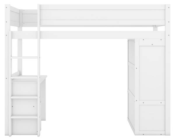 Hochbett mit Schreibtisch-O28109 Weiß - Massivholz - 165 x 165 x 205 cm