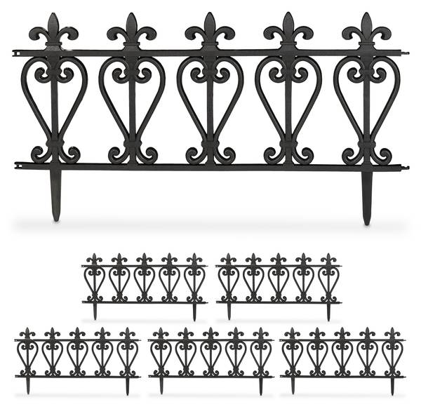 Lot de 6 bordures de jardin en plastique Noir - Polypropylène - 61 x 33 x 1 cm