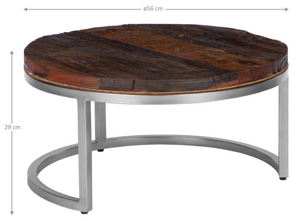 Couchtisch SHANGHAI Braun - Silber - Samt - Akazie - Stahl - 70 x 35 x 70 cm