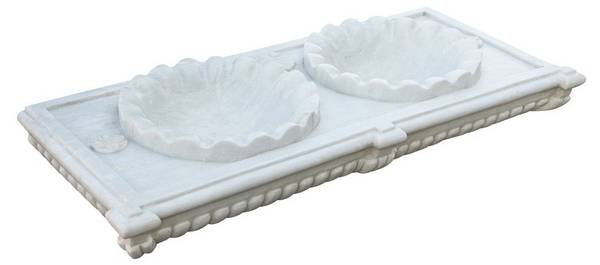 Waschbecken MEERESBRISE Weiß - Marmor - 56 x 15 x 130 cm
