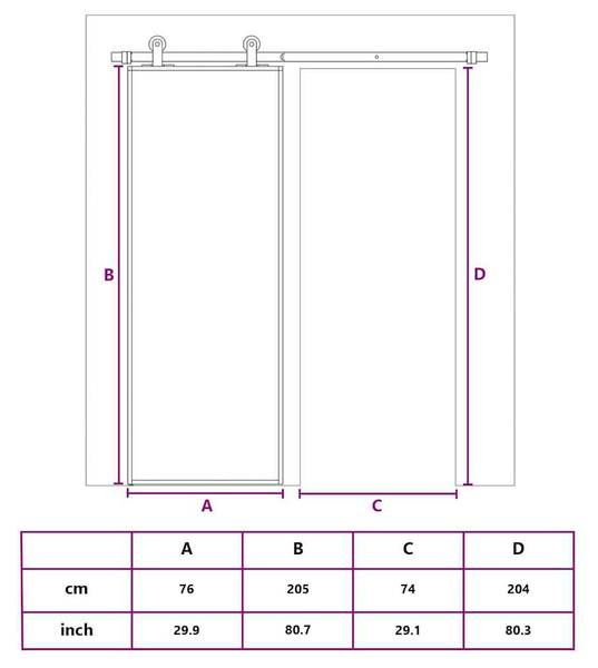 Schiebetür 3002952-2 Weiß - Breite: 76 cm