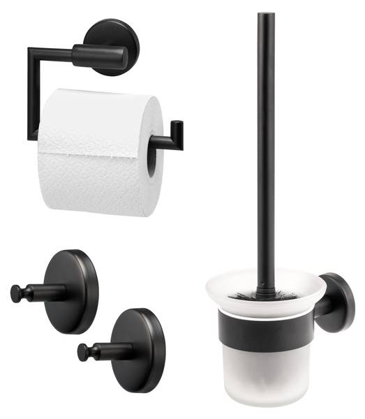 Badzubehör Piazza Black 3er-Set Schwarz - Metall - 15 x 35 x 11 cm