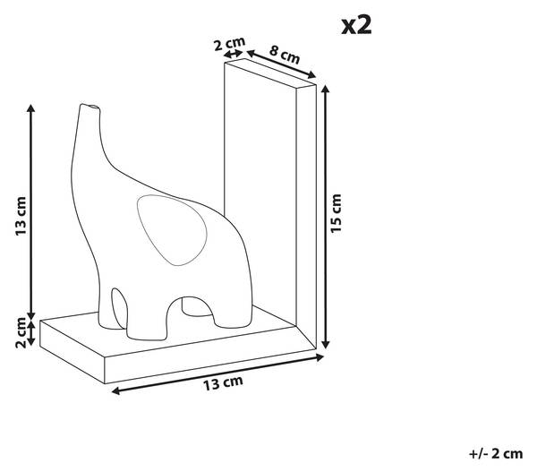 Buchstütze KOTEZI Gold - Weiß - Stein - 8 x 15 x 13 cm