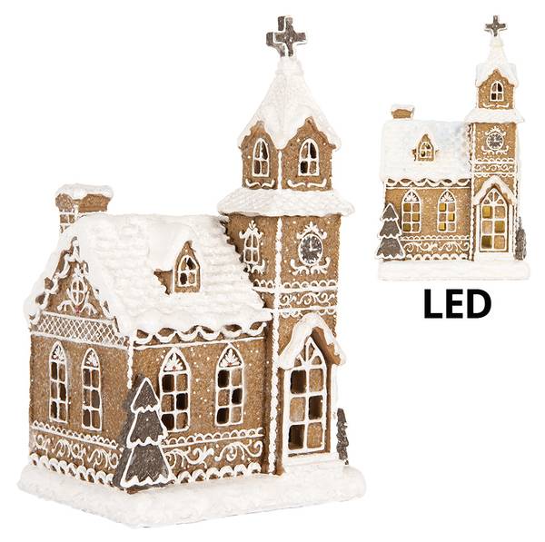 Lebkuchenhaus mit LED Aalen Braun - Kunststoff - 12 x 23 x 14 cm