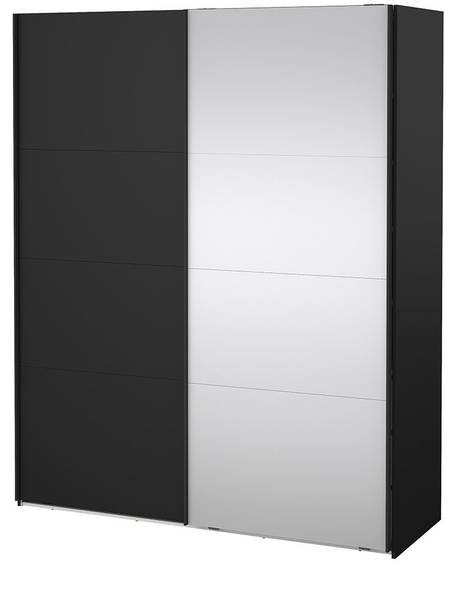 Kledingkast Catania zwart - plaatmateriaal op houtbasis - textiel - 179 x 221 x 67 cm