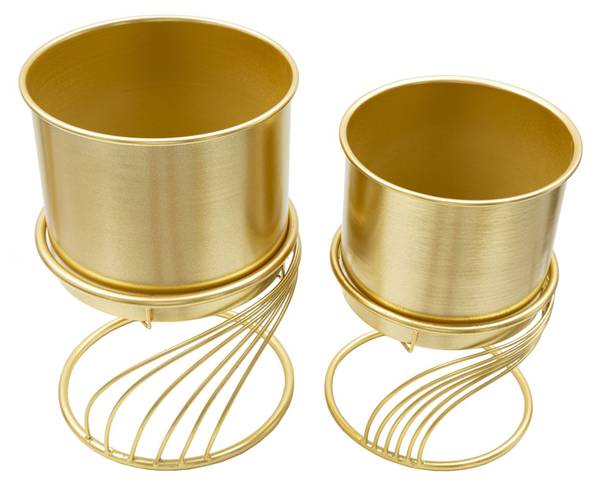 Lot de 2 pots de fleurs en spirale Doré - Métal - 23 x 35 x 23 cm