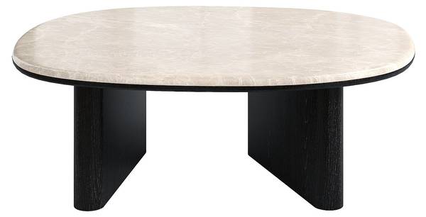Couchtisch CORMINA Beige - Schwarz - Massivholz - 97 x 36 x 74 cm
