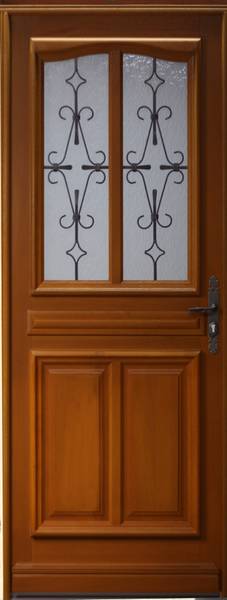 Haustür Perret 305 Braun - Holzwerkstoff - Holz teilmassiv - 90 x 215 x 7 cm