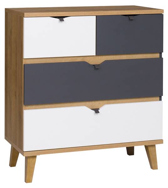 Kommode Memone 2 Braun - Grau - Weiß - Holzwerkstoff - 81 x 90 x 40 cm