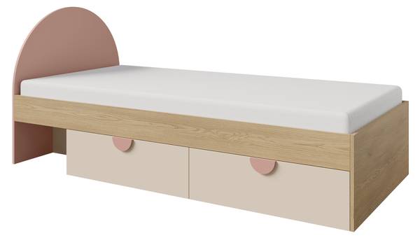 Jugendbett Lexi Beige - Hellrosa - Eiche