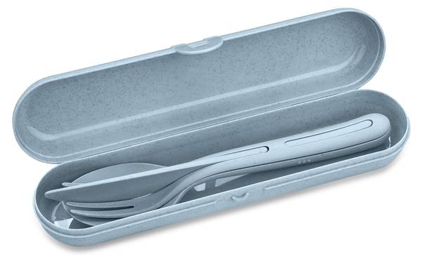 Besteckset mit Etui Klikk Ready 4-tlg. Blau - Kunststoff - Tiefe: 24 cm