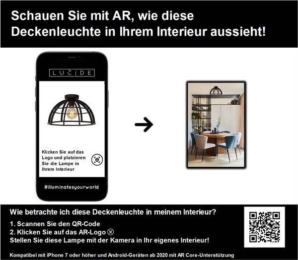 Plafonnier DIKRA Noir - Acier - 40 x 24 x 40 cm