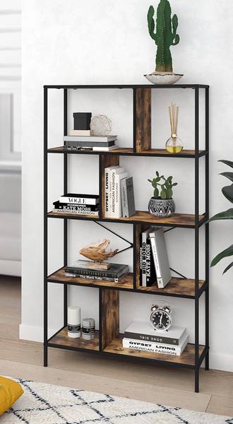 Bücherregal Fyrk 31076 Schwarz - Driftwood Dekor - Höhe: 146 cm