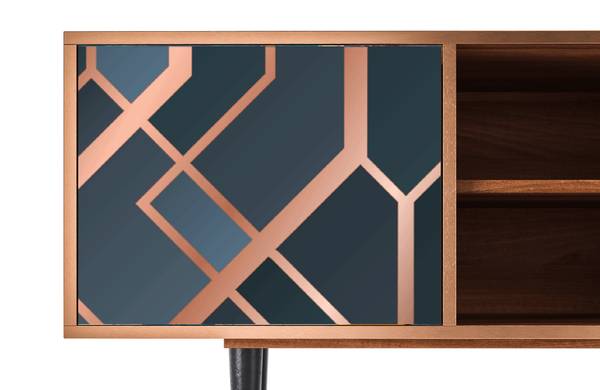 TV-Lowboard T2 Walnuss Blau - Holzwerkstoff - 170 x 69 x 48 cm