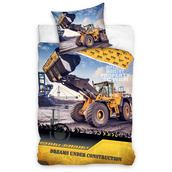 Bettwäsche Bagger & Baustelle Blau - Gelb - Textil - 135 x 200 x 1 cm