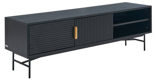 TV-Board SIRIOLA Schwarz - Metall - Holz teilmassiv - 160 x 50 x 40 cm