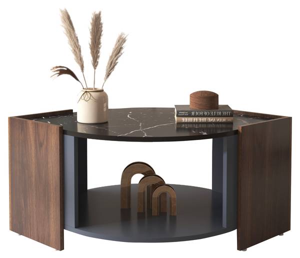 Salontafel Cronus V zwart - bruin - staal - 63 x 40 x 97 cm