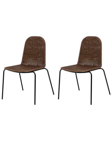 Stuhl ROXTON 2-tlg Schwarz - Braun - Dunkelbraun