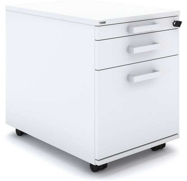 Rollcontainer Pontis mit 3 Schubladen Weiß - Holzwerkstoff - 42 x 54 x 59 cm
