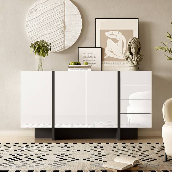 Sideboard O110127 Weiß - Holzwerkstoff - 150 x 81 x 40 cm