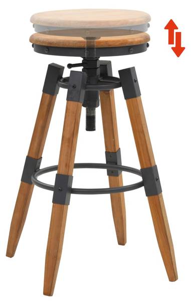 Barhocker 245782 (2er Set) Braun - Massivholz - 54 x 79 x 54 cm